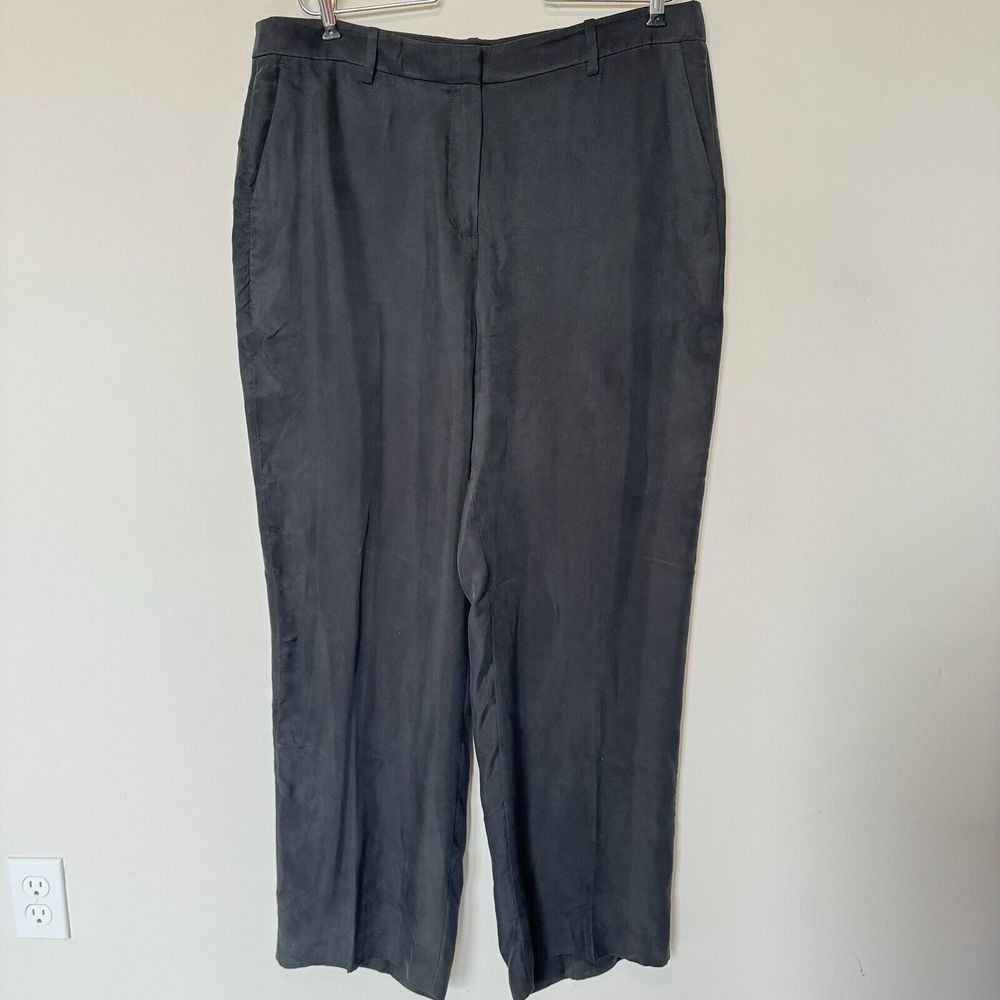 J. Crew Womens $158 Drapey Cupro-Blend Trouser Pants Black Size 16 BI237